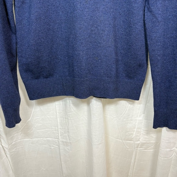 Qi New York 100% Cashmere 1/4 Zip Mockneck Blue Sweater Size M - Picture 3 of 8